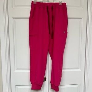 FIGS Shocking Pink High Waisted Uman Relaxed Jogger Scrub Pants Medium Petite